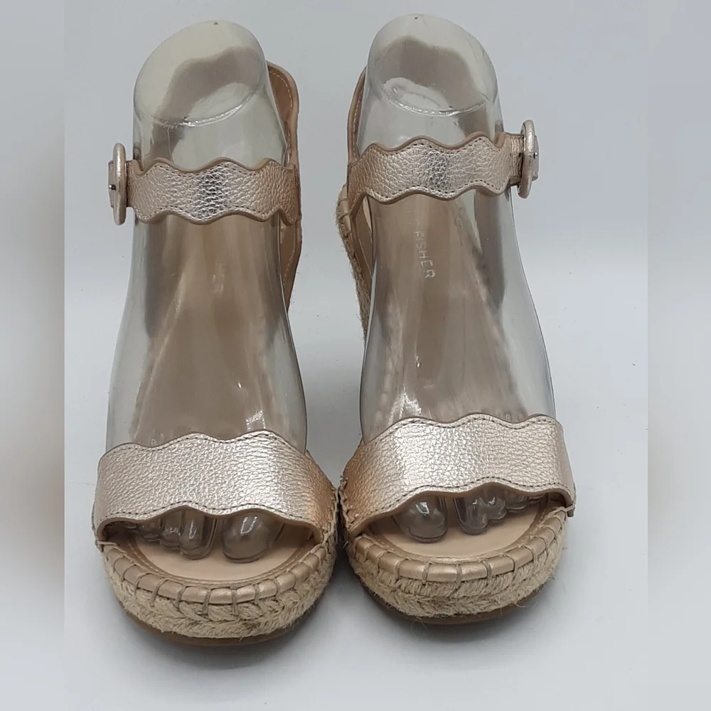 Marc Fisher Kai Metallic Espadrille Wedge Sandals.
